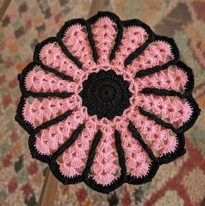 Blank and Pink Vintage Flower Potholder
